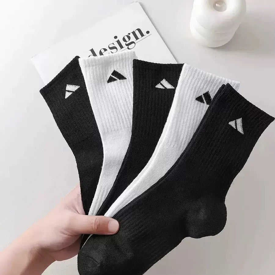 ADIDAS SOCKS - 1/5/10 szt. Uniseksowe bawełniane skarpetki sportowe na każdy sezon, pochłaniające pot, oddychające, do uprawiania turystyki pieszej, fitnessu, jogi, codziennego użytku