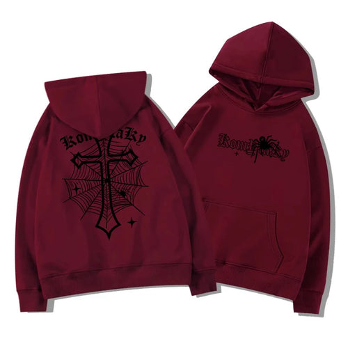 Bluza z Kapturem - Europejsko-Amerykańska High Street Spider Cross.  Polarowa Ciepła Bluza z Kapturem Casual Dorosły Mężczyzna Wszechstronny Miękka Do Codziennego Użytku