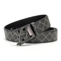 Pasek Louis Vuitton - Męski pasek z automatyczną klamrą, podwójne koło w kształcie litery G, metalowa klamra, vintage, pasek ze skóry ekologicznej z nadrukowanym monogramem B
