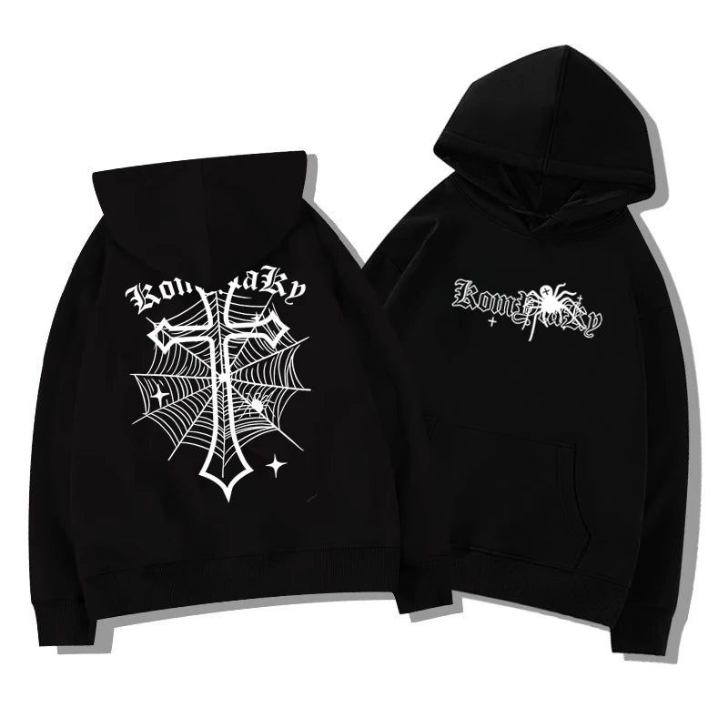 Bluza z Kapturem - Europejsko-Amerykańska High Street Spider Cross.  Polarowa Ciepła Bluza z Kapturem Casual Dorosły Mężczyzna Wszechstronny Miękka Do Codziennego Użytku