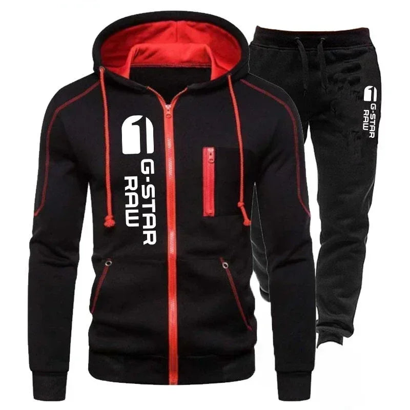 Bluza Sportowa - Jesień i zima 2025 Nowość Męska kurtka zapinana na zamek, zestaw sportowy, męska bluza do biegania na świeżym powietrzu + spodnie, 2-częściowy zestaw