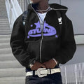 Bluzy z kapturem - zapinane na zamek, kardigan, ciepła bluza z kapturem, estetyka, nadruk w litery, trend, swobodny, hip-hop, rok 2000, nowe bluzy, odzież męska